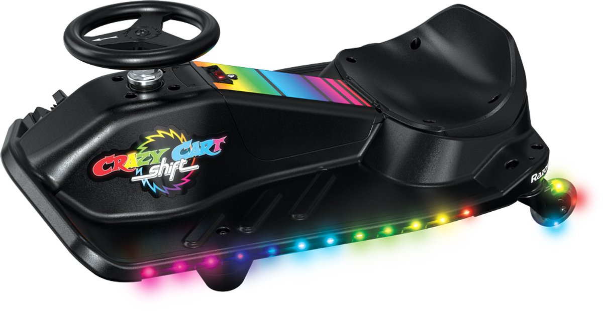 Razor crazy cart shift lightshow - go-kart - noir - dérive électrique - éclairage LED - pour enfants - jusqu'à 54 kg - à partir de 6 ans
