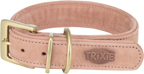 Collier pour chien Trixie - cuir nubuck rose l-xl 52-63x4 cm - confortable et double doublure