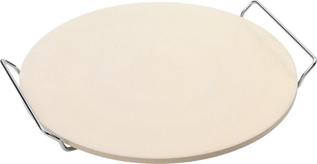 Point-virgule - pierre à pizza - cordiérite - avec support métallique - convient pour barbecue - 34cm