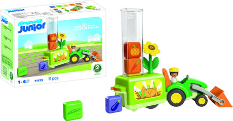 Playmobil junior : tracteur avec jolie jardinière - 71773