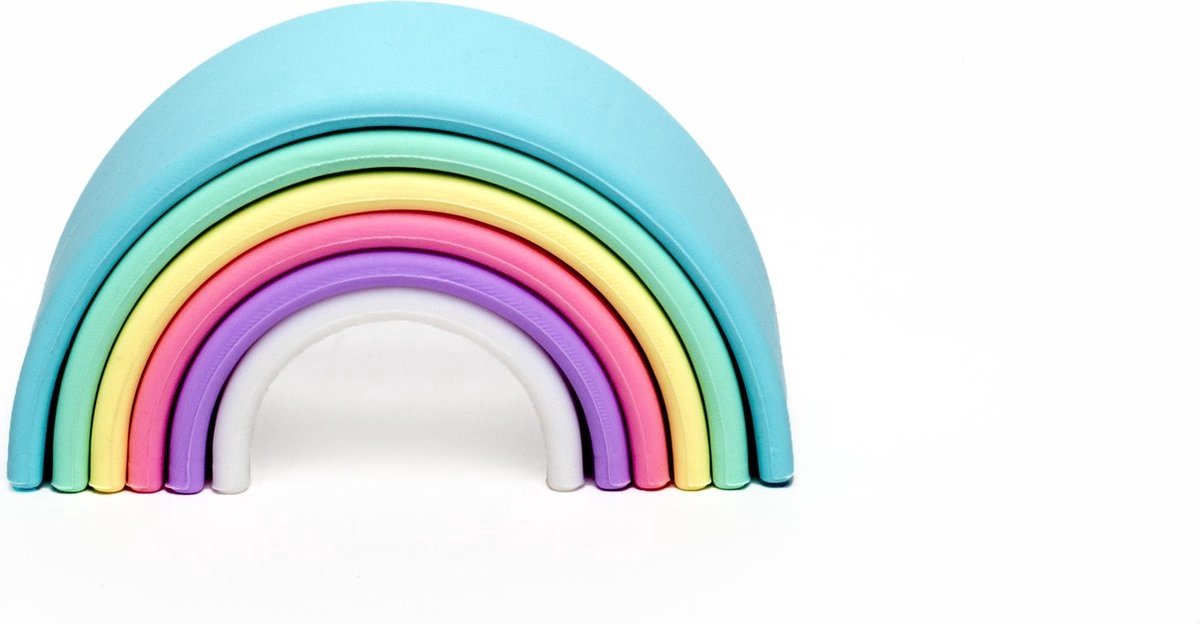Dëna ensemble de jouets 6 pièces silicone arc-en-ciel pastel