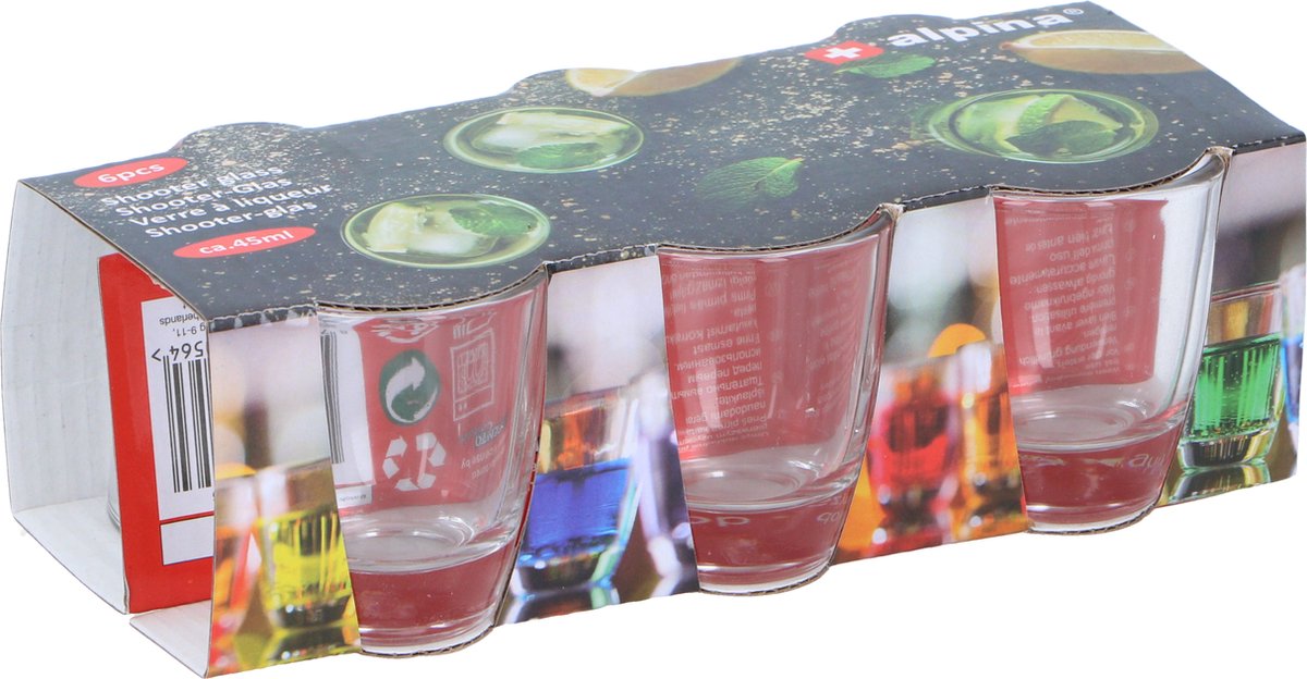 Verres à shot Alpina 6 pièces - verres à shot 45ml - verres lavables au lave-vaisselle - transparent - verre