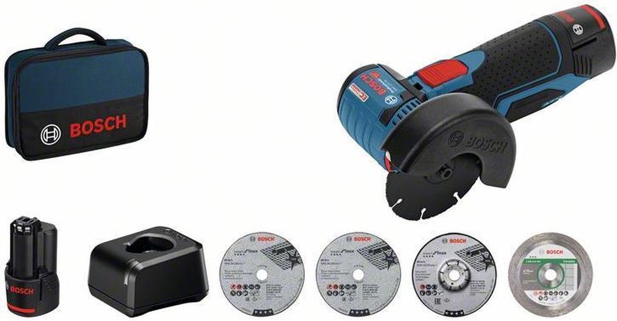 Bosch bleu gws 12v-76 | meuleuse d'angle sans fil | 12v | Batterie Li-Ion 2,0 Ah - 06019f200c