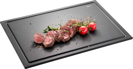 Gefu slize planche à découper grande 44 x 30 cm - planche à découper durable avec canal à jus - bois composite