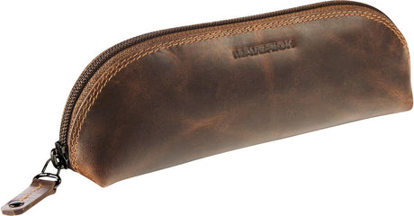 Trousse en cuir Maverick, ovale, marron