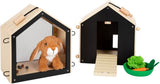 Small foot - Clapier à lapin en bois avec peluche lapin, 15 pièces.