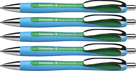 Schneider instruments d'écriture stylo à bille schneider - slider rave - plume xb - largeur d'écriture 1,4 mm - couleur d'écriture vert - 5 pièces - s-132504-5