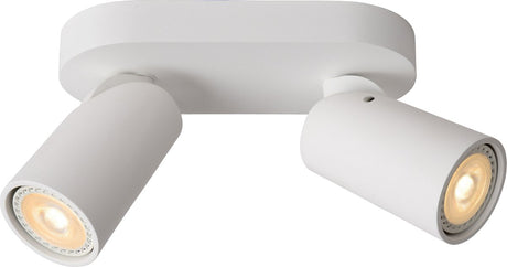 Lucide xyrus - spot de plafond (plafonnier) - led dim to warm - gu10 - 2x5w 2200k 3000k - blanc