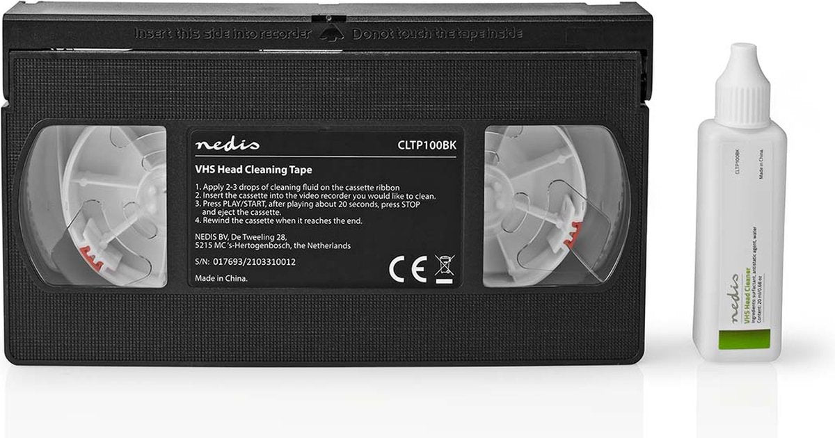 Cassette de nettoyage Nedis VHS - 20 ml - Têtes VHS - noir