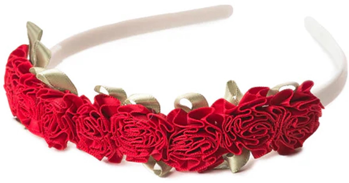 Petites aventures - bandeau fleur rouge - diadème enfant tout doux avec roses rouges