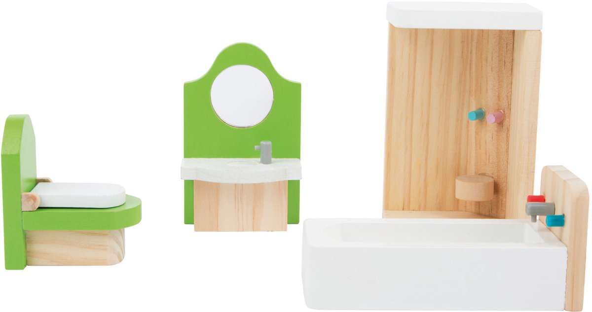 Small foot - meubles de salle de bain en bois pour maison de poupée, 4 pièces.