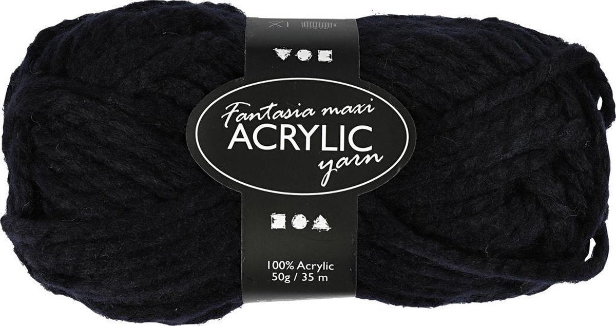 Creativ company fil acrylique maxi noir 35 mètres