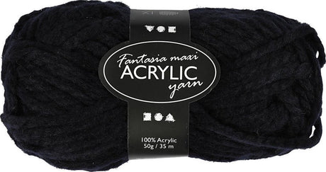 Fil acrylique fantaisie Creativ company, l: 35 m, maxi, noir, 50 g 1 pelote