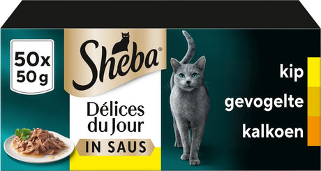 Nourriture pour chat Sheba - délices du jour - sauce volaille - méga-pack 50x50g