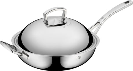 Wmf multiplier - poêle wok - ø 32 cm - acier inoxydable - avec couvercle - convient à l'induction