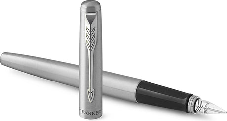 Stylo plume Parker Jotter | acier inoxydable avec finition chromée | plume moyenne | encre bleue | emballage cadeau