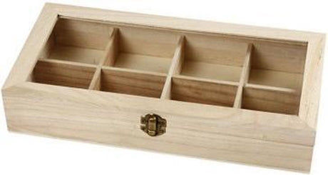 Boîte en bois Creativ Company avec couvercle en verre, dimensions 32x16x6 cm, diamètre du trou 7x7 cm, 1 pièce
