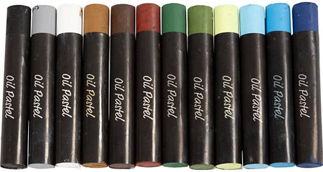 Pastels à l'huile Creativ company, l: 7 cm, épaisseur 11 mm, couleurs naturelles, 12 pièces 1 boîte