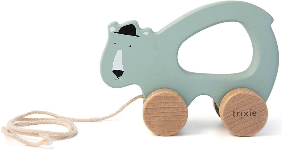Jouet à tirer en bois Trixie - mr. ours polaire - pour les premiers pas - jouets pour bébés - pour garçons filles - ours polaire