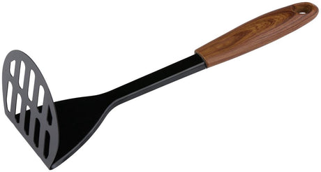 Alpina pureestamper rvs – aardappelstamper met houten handvat – 26,5 cm – stamper voor aardappelen en groenten