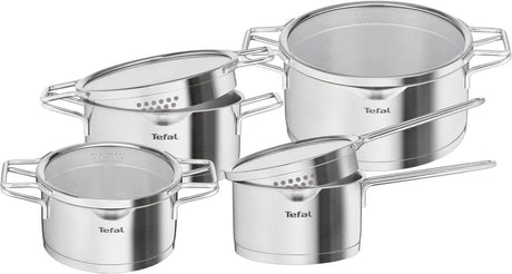 Tefal nordica - set de casseroles - 4 pièces - verre en acier inoxydable - convient à l'induction