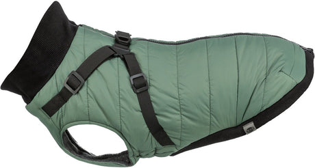 Manteau pour chien Trixie - vert sauge 33cm - harnais intégré, doublure polaire, éléments réfléchissants