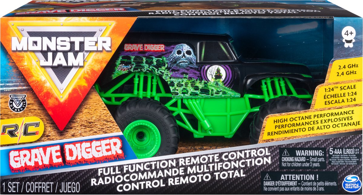 Véhicule RC Monster Jam Grave Digger - échelle 1:24 - cascades et accidents
