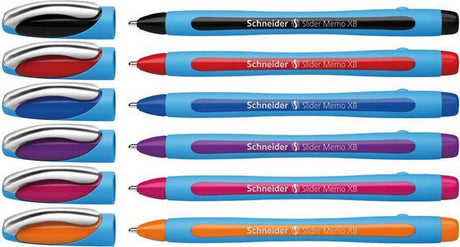 Schneider instruments d'écriture stylo à bille schneider - slider memo - plume xb - 1,4 mm - 5+1 pièces couleurs assorties - s-150296