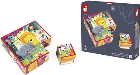Janod - kubkid - animaux de la jungle - 9 blocs illustrés d'animaux de la jungle
