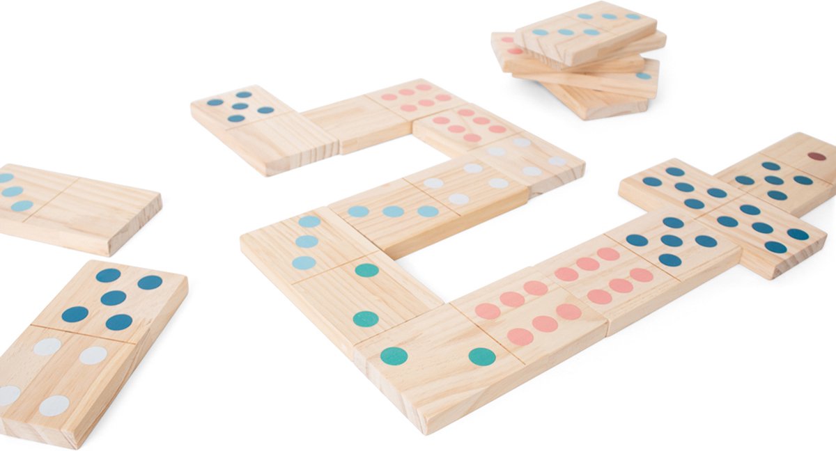 Bs Toys méga jeu de dominos en bois, 28 pièces.