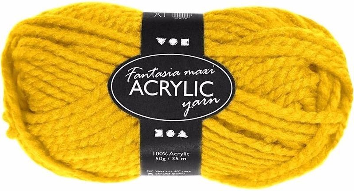 Creativ company fil acrylique maxi jaune 35 mètres