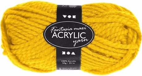 Fil acrylique fantaisie Creativ company, l: 35 m, maxi, jaune, 50 g 1 pelote