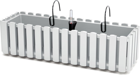 Jardinière aspect clôture Prosperplast - plastique - 58x18x16 cm - blanc - suspendu - bac à fleurs - intérieur et extérieur