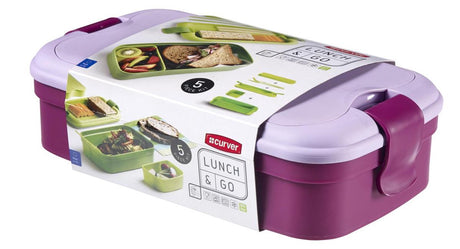 Curver lunch go lunch box - avec couverts - violet