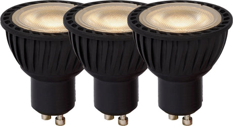 Lucide mr16 - lampe led - ø 5 cm - led dimmable - gu10 - 3x5w 3000k - noir - lot de 3