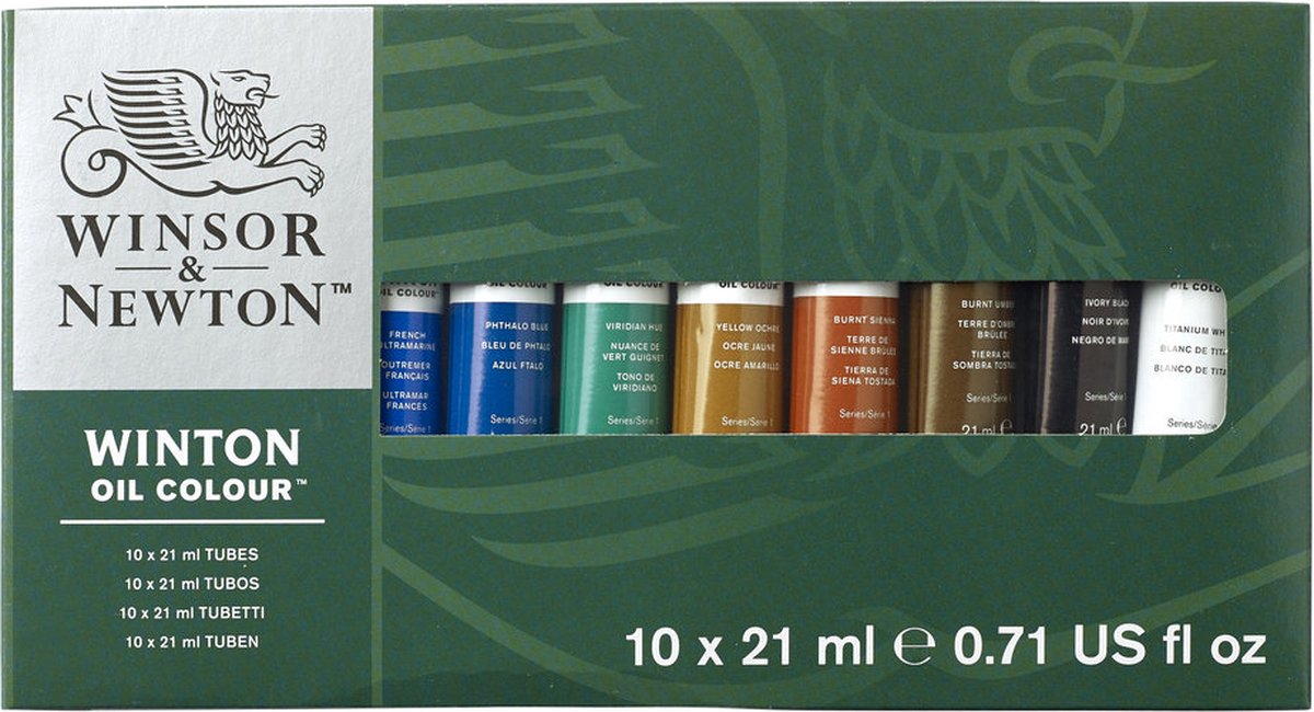 Winsor Newton 1490697 Kit de démarrage de peinture à l'huile Winton – 10 × 21 ml – Peinture à l'huile pour artistes et débutants