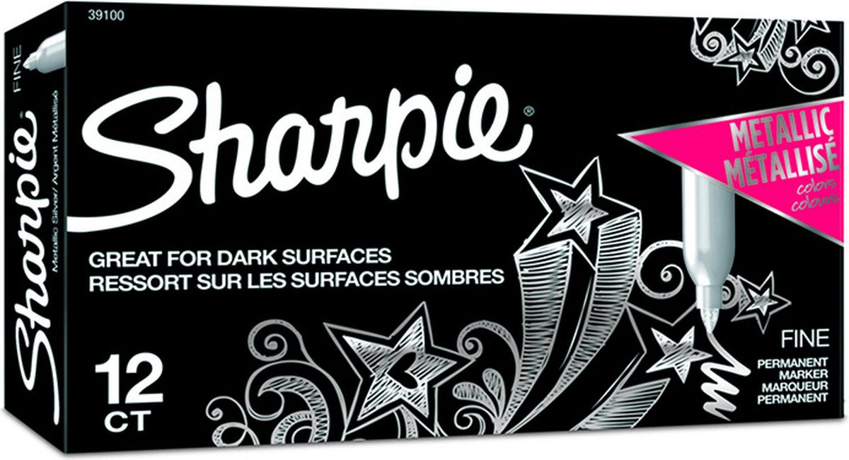 Sharpie marqueur permanent argent métallisé lot de 12 pièces