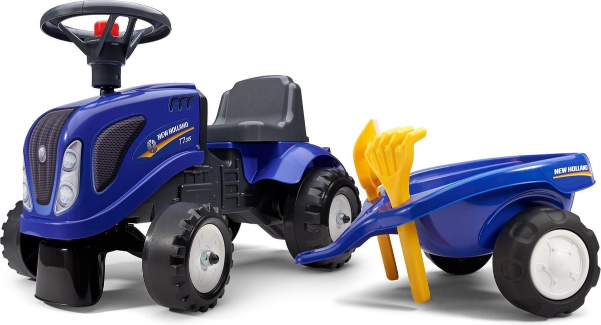 Tracteur ambulant Falk New Holland - tracteur pour les tout-petits de 1 à 3 ans avec remorque