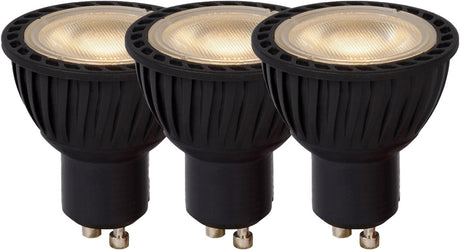Lucide mr16 - lampe led - ø 5 cm - led dimmable - gu10 - 3x5w 3000k - noir - lot de 3