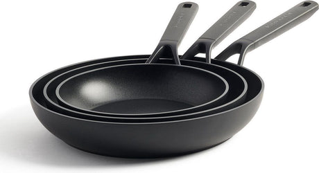 Kitchenaid classic ensemble de poêles à frire en aluminium forgé 3 pièces - noir - induction - antiadhésif - sans pfas
