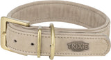 Trixie collier pour chien pur cuir gris clair