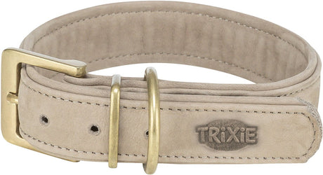 Trixie collier pour chien pur cuir gris clair