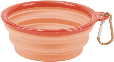 Bol à nourriture et à eau Muitomas - qualité alimentaire - pliable - taille compacte - mousqueton inclus - duvet de pêche