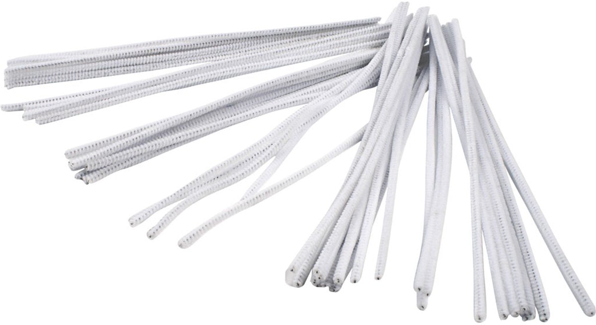 Chenille Blanc 30cm, 50 pcs.