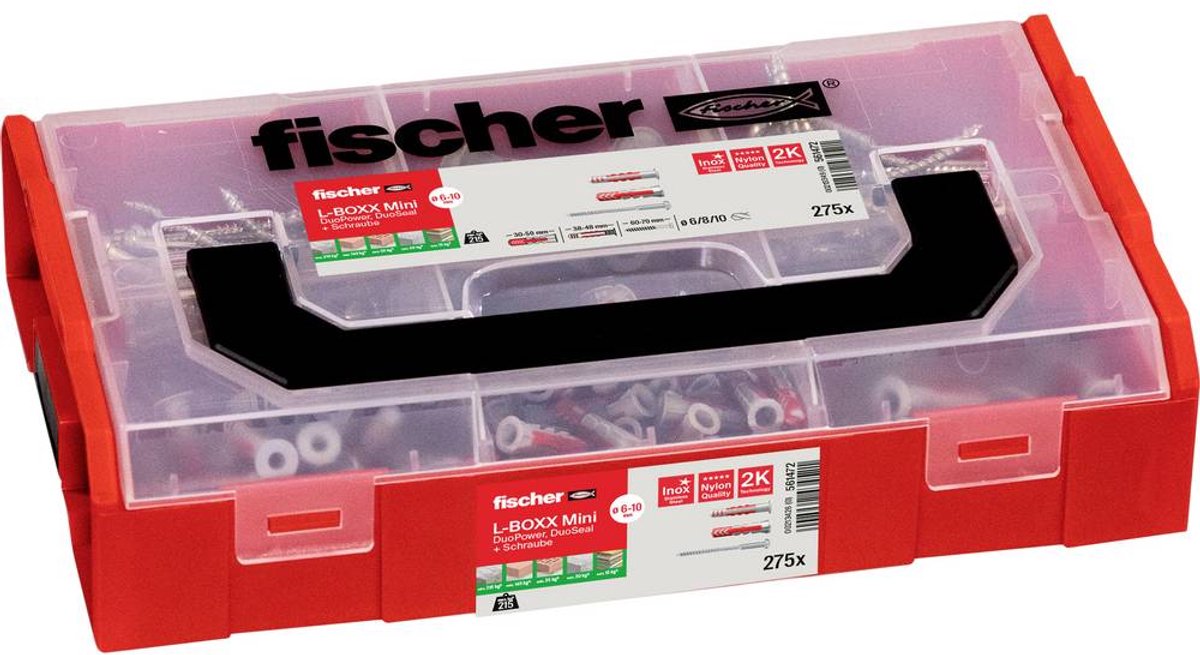 Fischer 561472 fixtainer duopower duoseal + s assortiment boîte bouchons 210 pièces