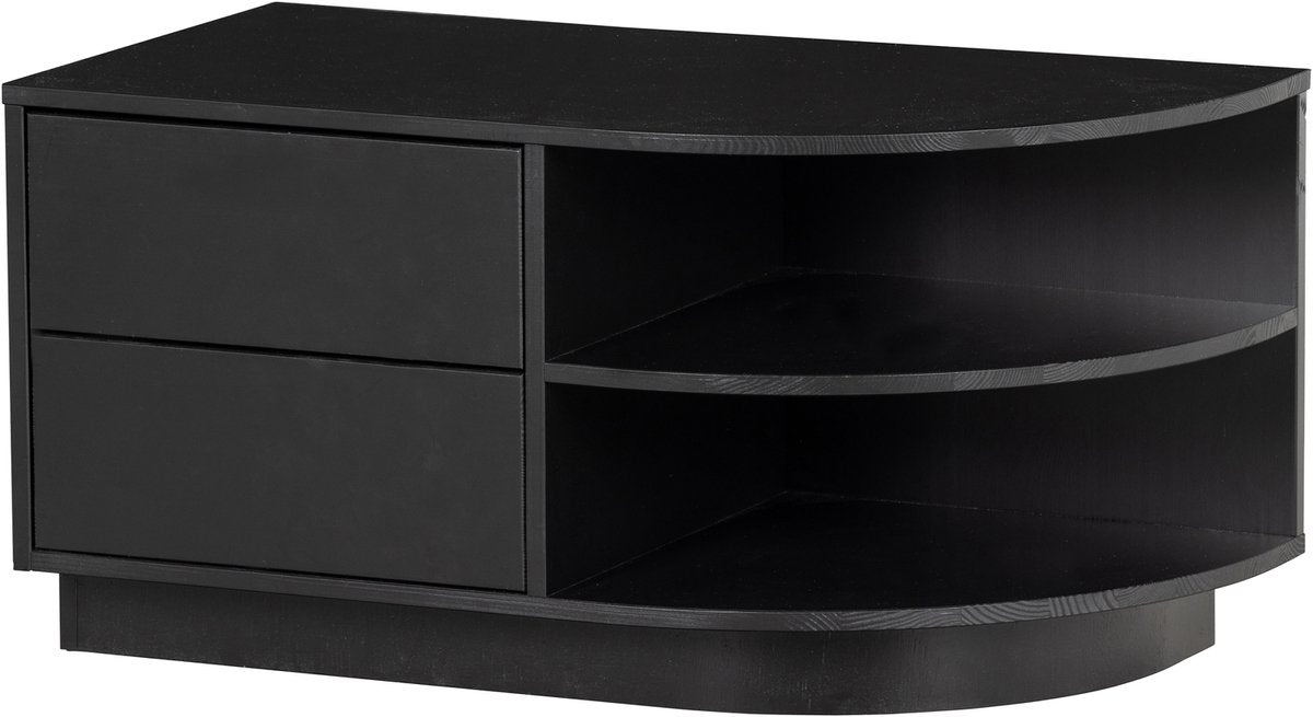 Woood finca tv meubel rond rechts - zwart - 40x78x40
