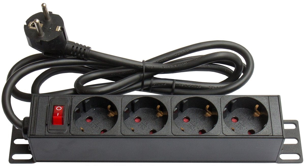 Bonnes connexions multiprise 10'' - cee 7 7 - 4x cee 7 3 - avec interrupteur noir - 1,8 mètres