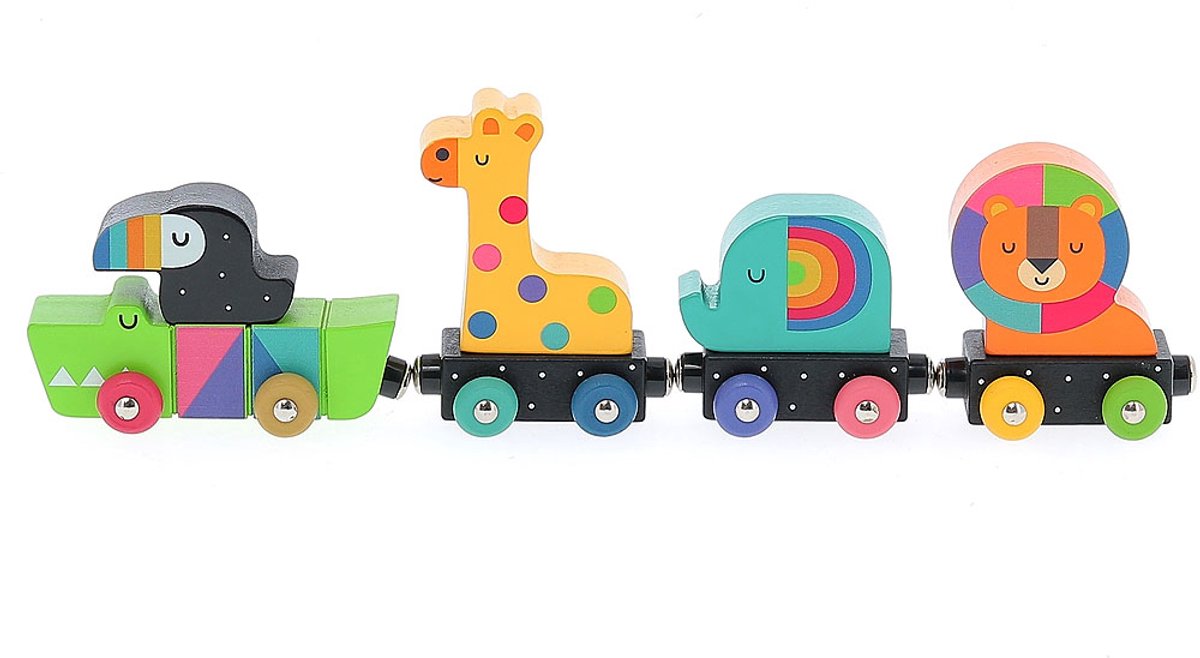 Jouet train animalier en bois Vilac - animaux magnétiques colorés.