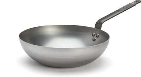 Poêle Wok Debuyer de Buyer Mineral B 28 cm - Fond large - Tôle d'acier - Sans PFAS - Compatible induction - Fabriquée en France