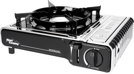Camping Alpen - réchaud à gaz 2,2kw avec réchaud à gaz croix | réchaud de camping - consommation de gaz 160 g h allumage piézo